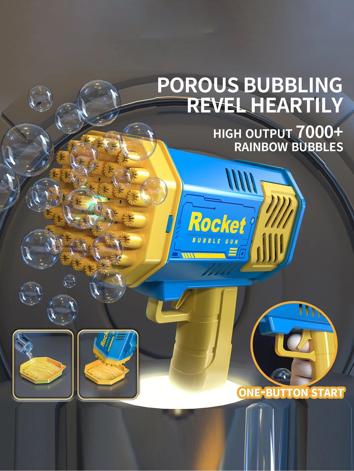 مسدس فقاعات مسحوق سحري ذو 40 فتحة، مسدس فقاعات أوتوماتيكي للأطفال جاتلينج، أضواء ملونة لامعة في الليل #4