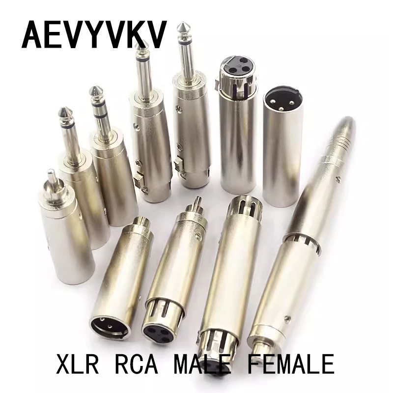 3-pinowy XLR żeński na 6,35 mm męski Mono Jack Adapter przewodów Mikrofon 3-pinowy XLR męski na RCA żeński Adapter prowadnicy Niklowany