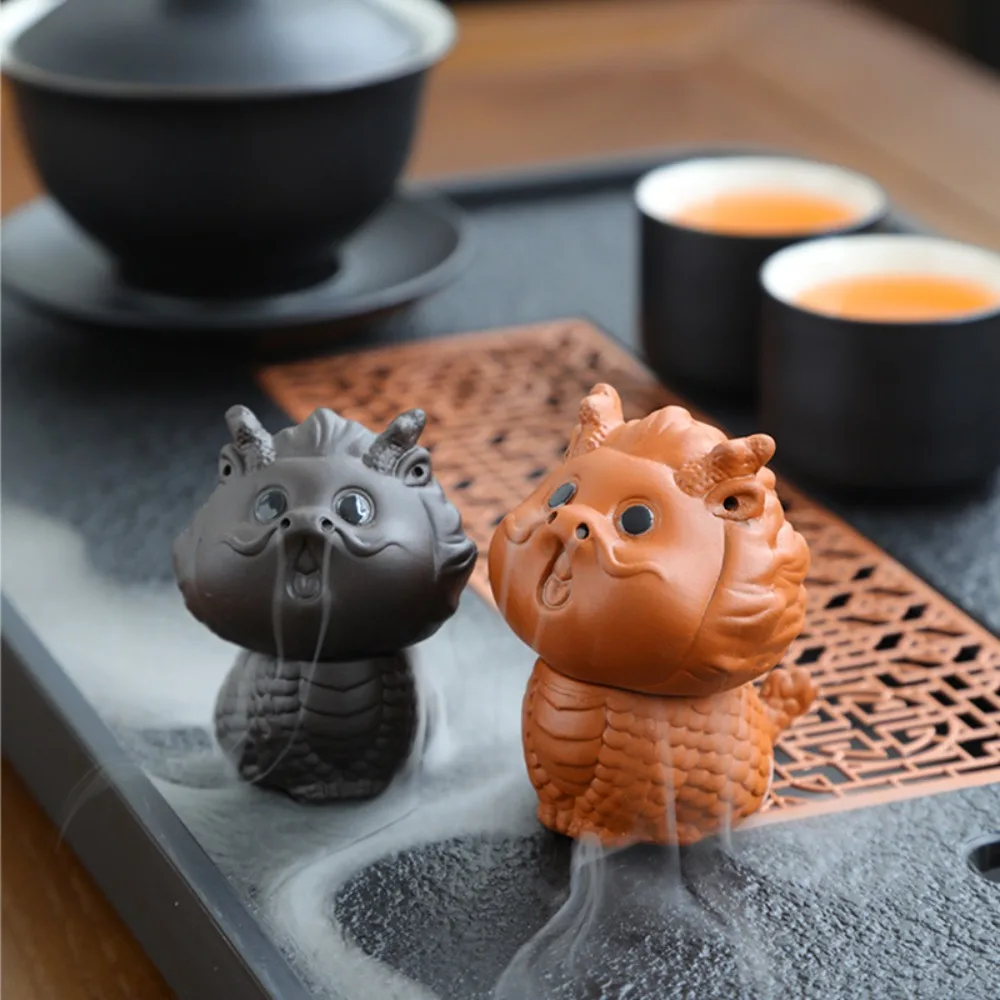 Dragon Purple Clay Tea Pet Figurines Handmade God Beast Table Decoration Tea Play Tea Ceremony Desktops Animal Ornament Gift