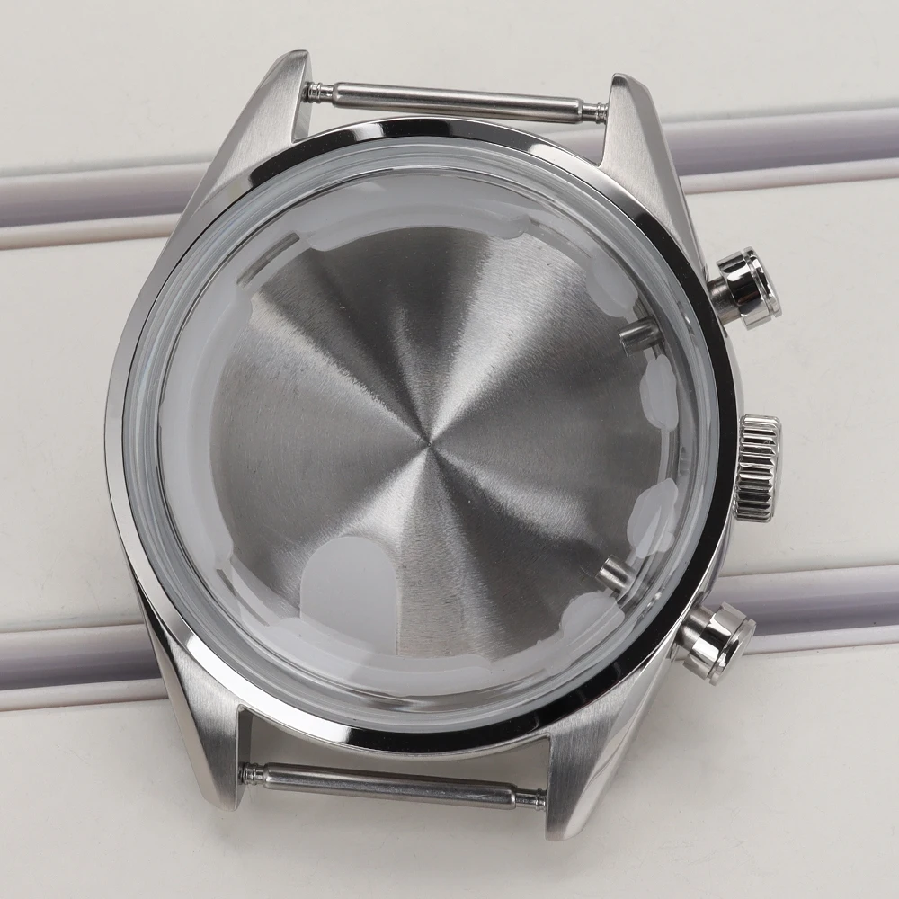 42mm Watch Case VK63 Case Domed Sapphire Crystal Watch Accessories for VK63 Timing Quartz Movement Assemble Replace Cases Parts