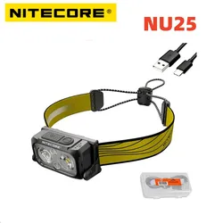 Nitecore-充電式ヘッドランプnu25 V2,400ルーメン,USB-C,ズーム,ライト,屋外スポーツ,ハイキング用