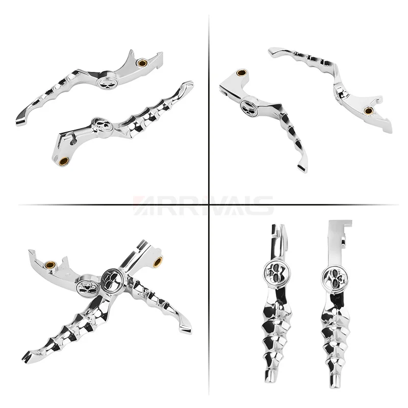 Motorcycle Chrome Skull Hand Brake Aluminum Clutch Levers For Honda Shadow VT400 750 VLX VT400 600 VTX1300