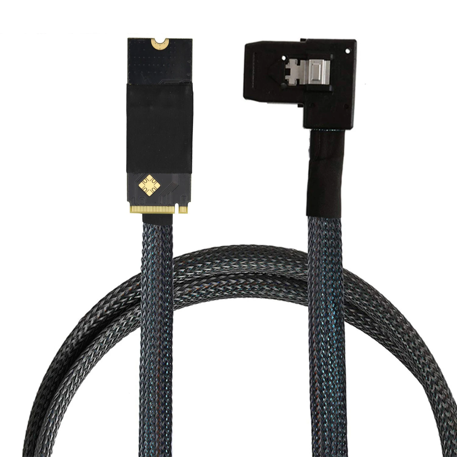 M.2(M-Key NVMe 2260) to SAS SFF-8087 Left Bend Plug and Play Server High Speed Cable