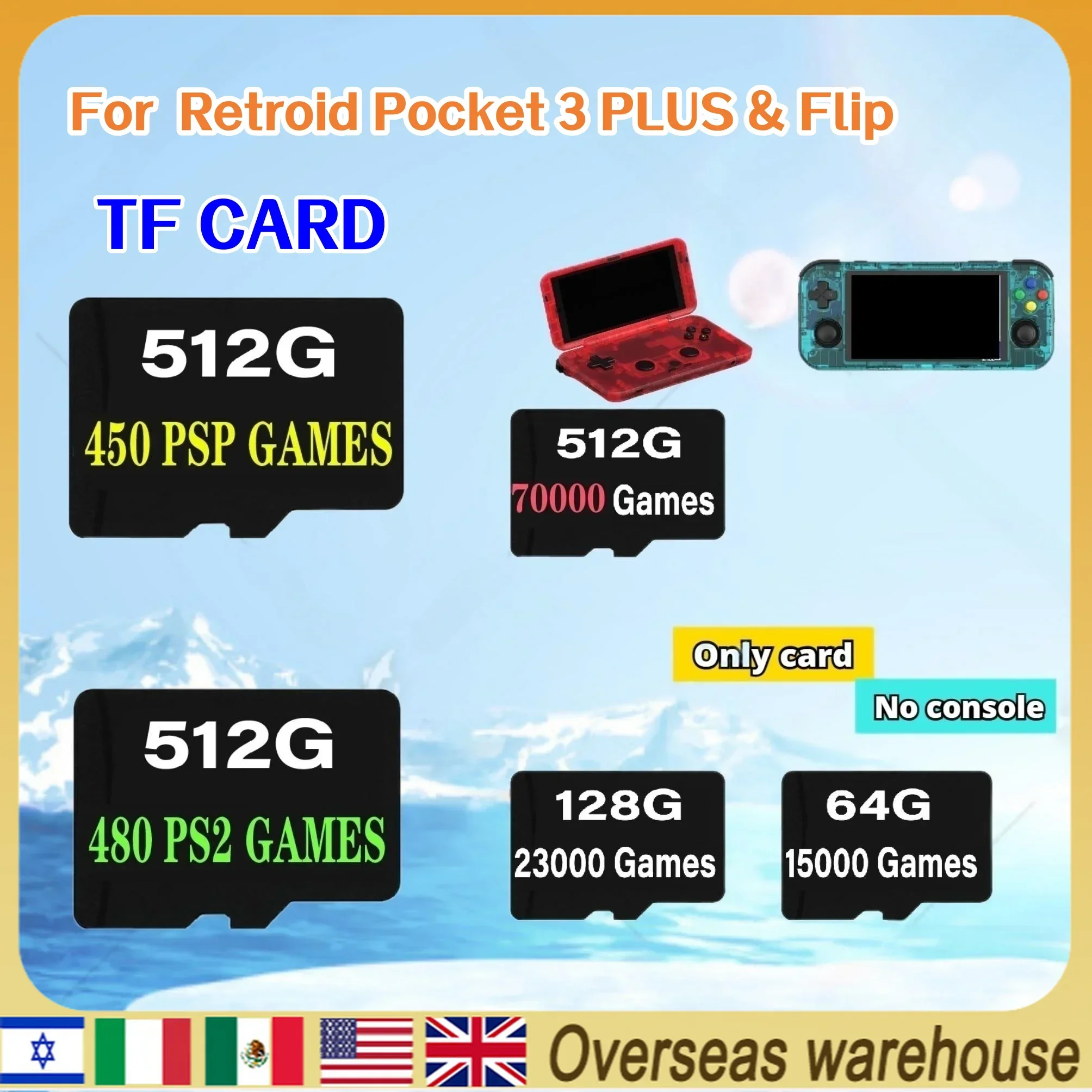 

Retroid Pocket 3 PLUS & Flip mamory card sd TF Card 450 PSP 480 PS2 GAMES Preloaded Games Retro Handheld Game sd card