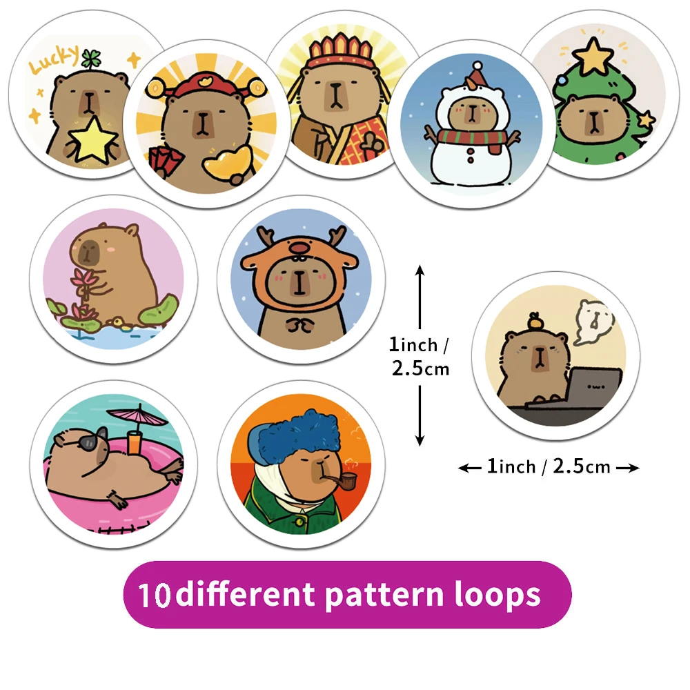 500PCS Kreative Capibala Rolle Aufkleber Telefon Fall Dekoration DIY Skateboard Notebook Wasser Tasse Personalisierte Wasserdichte Aufkleber