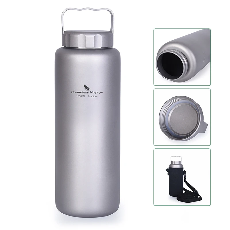 

Boundless Voyage Titanium Water Bottle Wide Mouth Sports Bottle Outdoor Hiking Camping Tableware Cycling Bottle 1050ml