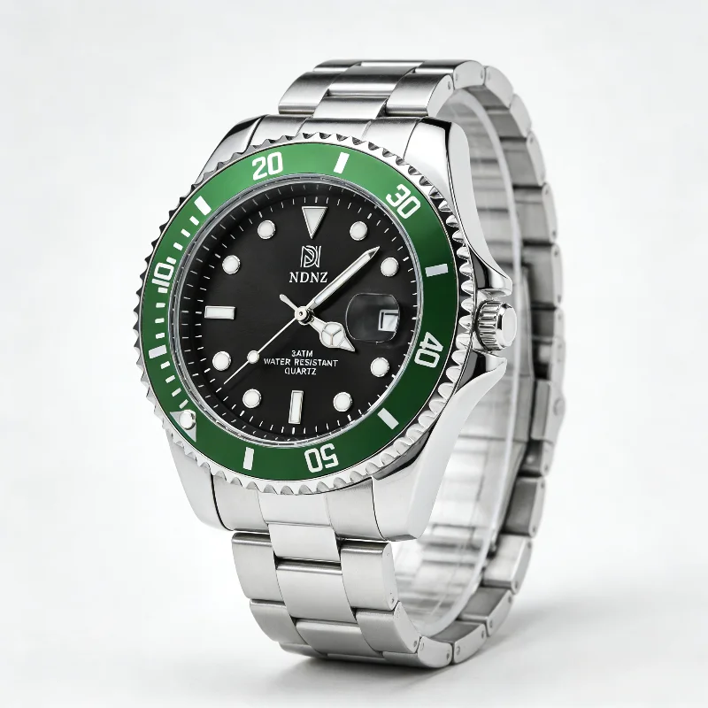 NDNZ Couple Quartz Watches Colorful Dial Stainless Steel Strap Mens Wristwatch