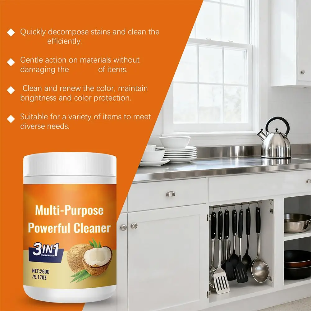 Crème de nettoyage forte, formule d'huile de noix de coco, dissolvant de taches multi-surfaces pour appareils ménagers en cuir, nettoyage rapide, sans endommager, 1 pièce