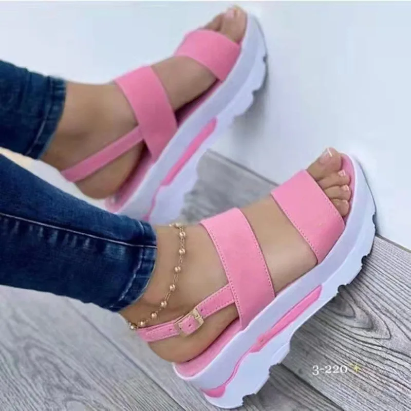 New Fish bill sandals with thick soles Heels Woman Platform Wedges Shoes Ladies Summer Sandals Buckle Non-slip Beach Sandals