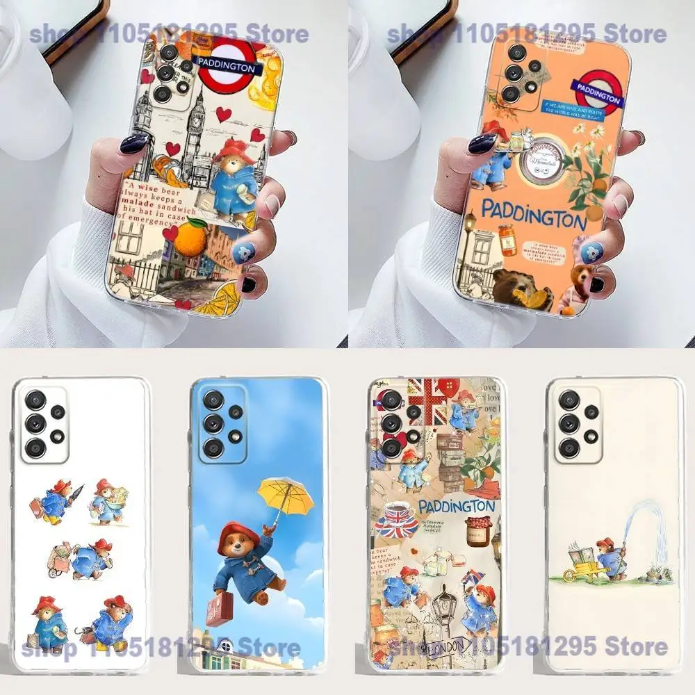 Coque de téléphone en Silicone, dessin animé p-paddington b-bears, pour Samsung S23,21,22,20 FE lite,S10,9,PIus,A70, souple et transparente
