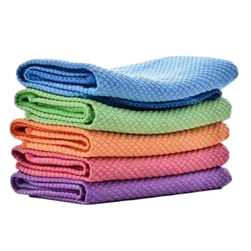 5PCS Microfiber Washing Dish Cloth Cleaning Towel Super Absorbable Window Glass Cleaning Cloth Kitchen Anti-grease Wiping Rags