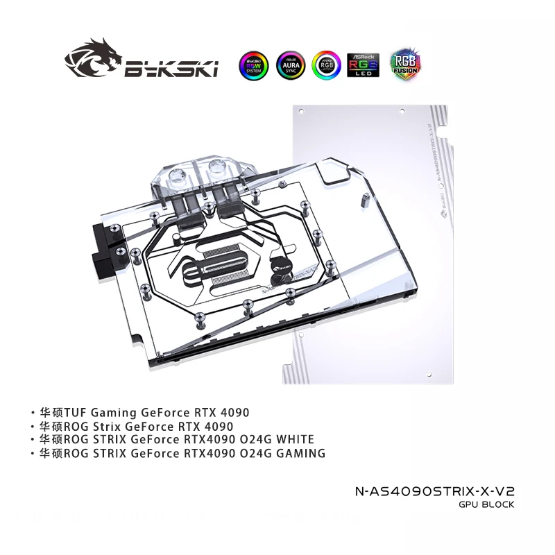 

Bykski 4090 GPU Watercooler Cooling Block For ASUS TUF Gaming / ROG Strix GeForce RTX 4090, Full Cover With Backplate