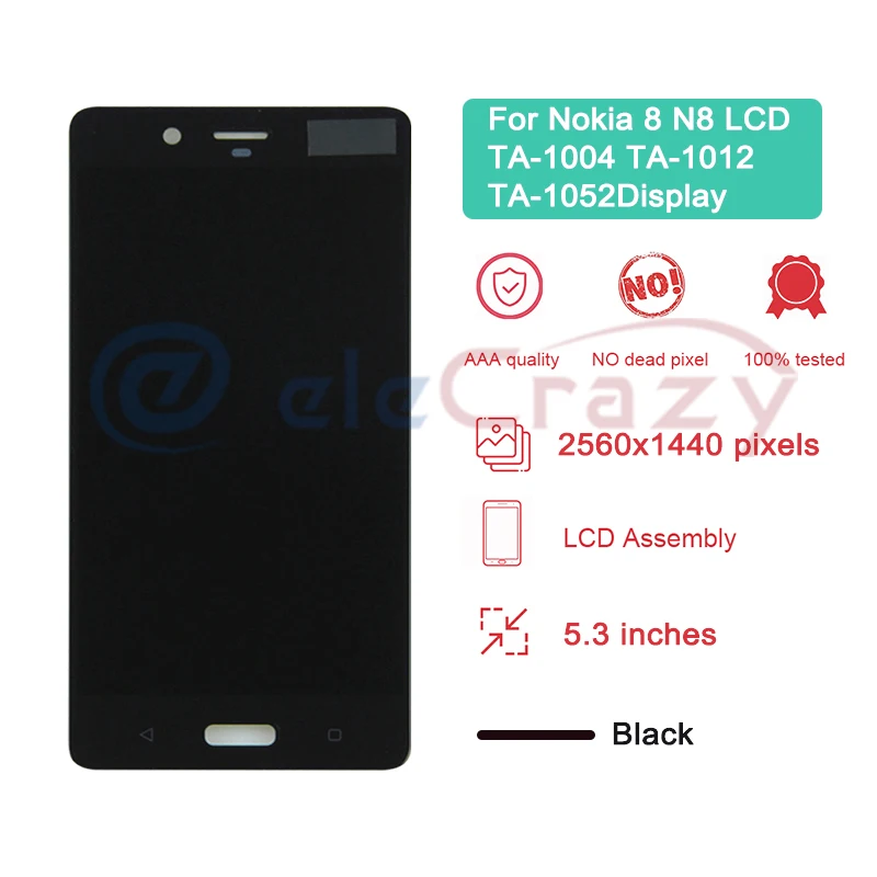 5.3\'\' LCD Display For Nokia 8 N8 LCD Touch Screen Digitizer Assembly for Nokia TA-1004 TA-1012 TA-1052 LCD Display