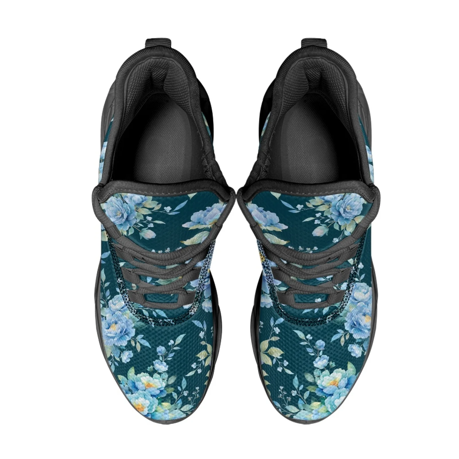 PENSTROLL Blue Flowers Print Running Shoes Mesh & EVA Mens Running Shoes Breathable Men's Sneakers for Teens