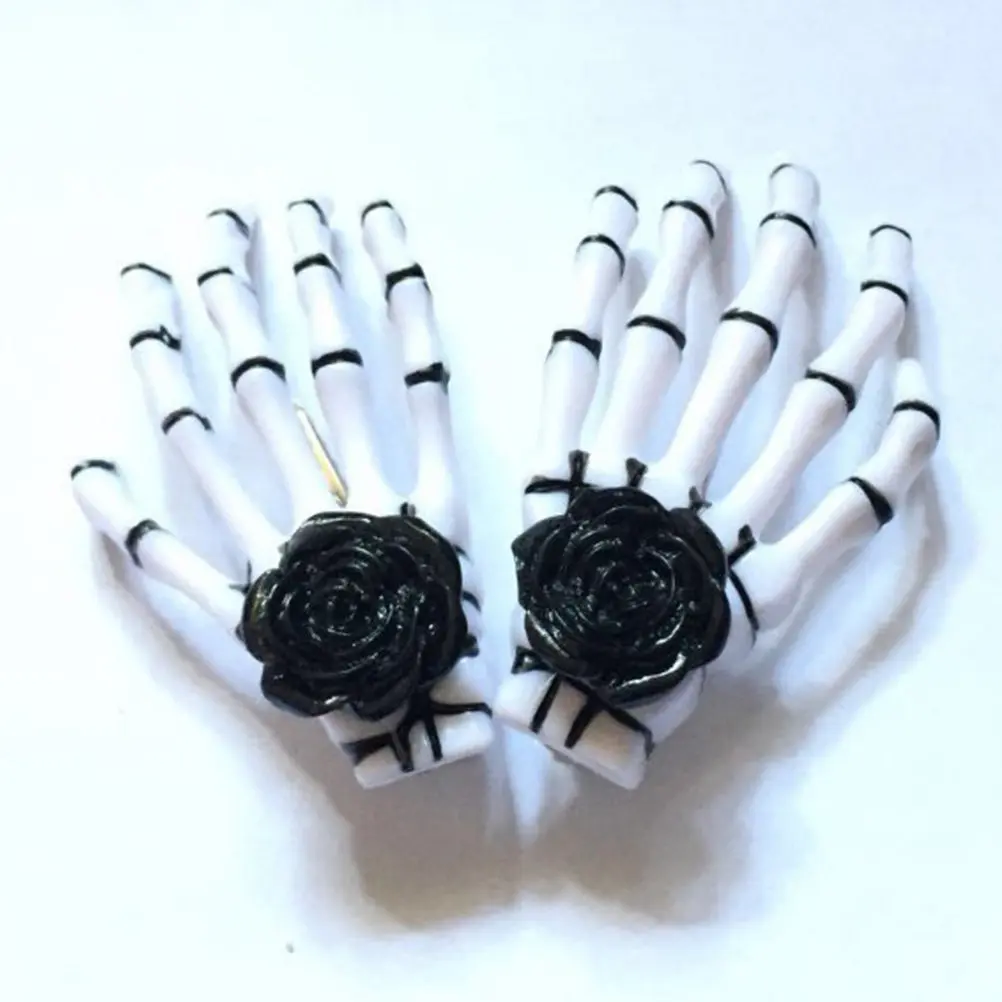 1Pair Black Skull Claw Hair Clip Punk Hand Bone Hairpin Fashion Women Headwear Hair Clip