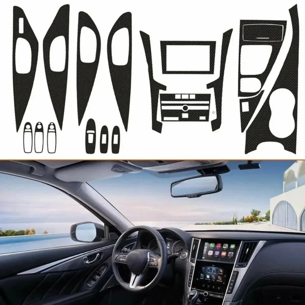 18pcs Auto Door Interior Scratch Protection Stickers Car Center Console Styling Decor Stickers for Infiniti Q50 2014-2019