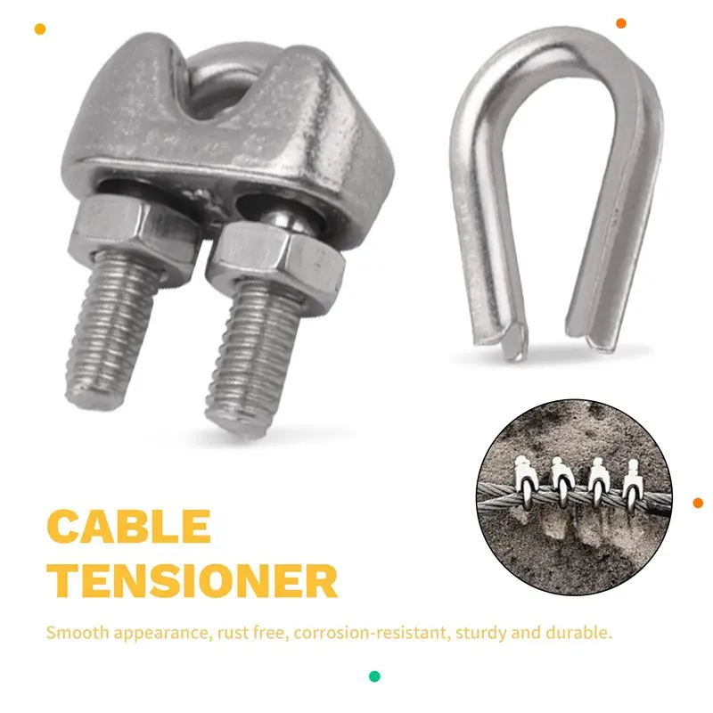 ABJI-30 Turnbuckle M5 Wire Tensioner Set With Turnbuckle Wire Rope Clamp Thimbles Press Clamp For Tightening