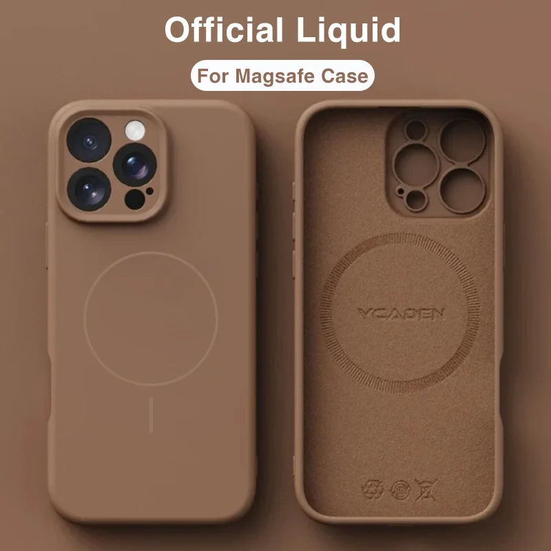 Funda magnética de lujo con carga inalámbrica para Magsafe para iPhone 16 Plus 15 14 13 17 Pro Max 17, funda original de silicona líquida 2
