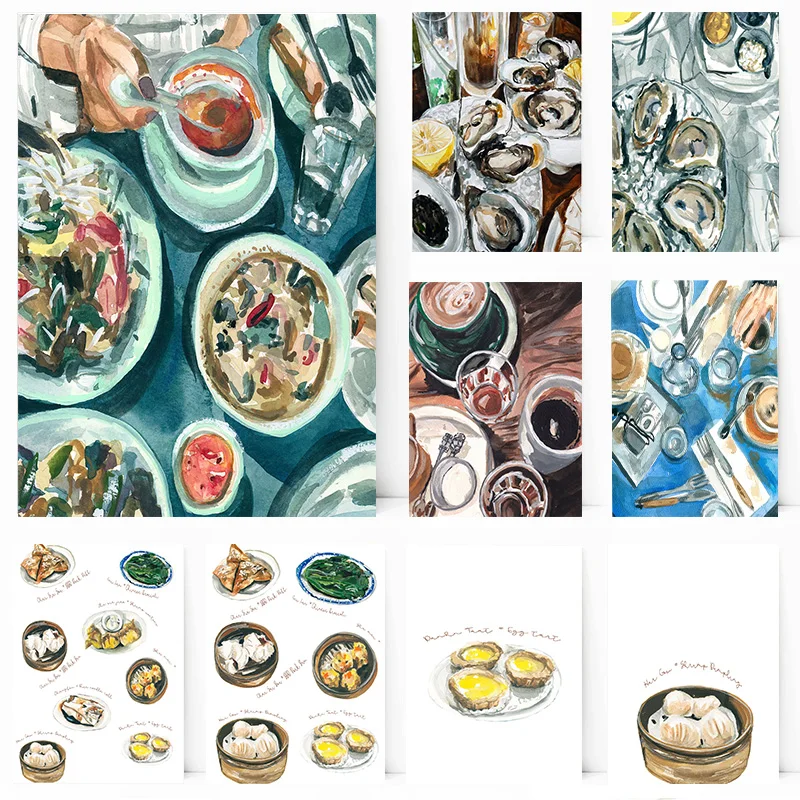 Póster de comida de Hong Kong Dim Sum BBQ Pork Char Siu Bao, imágenes artísticas de pared, pintura en lienzo, sala de estar, dormitorio, decoración del hogar, regalo