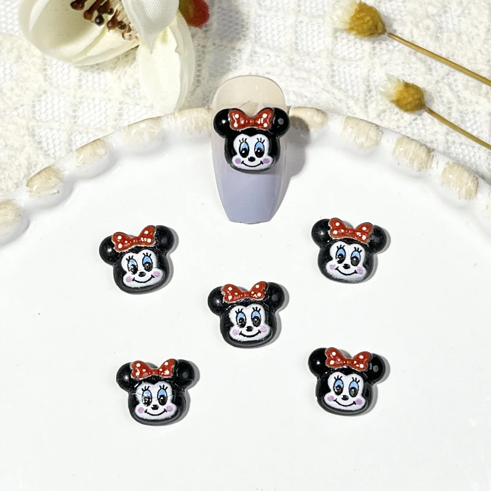 20pcs disney mickey cartoon nail charms for diy nail making cute mini resin flatback nail art decoreation