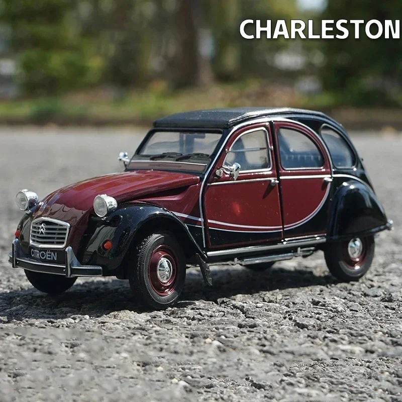 WELLY 1:24 Citroen 2CV 6 Charleston Alloy Diecast Car Model Metal Toy Classic Vehicles Model Simulation Collection Children Gift