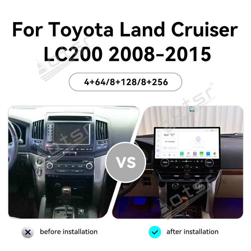 Android 13 CarPlay Car Radio 19.8 Inch For Toyota Land Cruiser LC200 2008-2015 AI Touch Screen Multimedia Player GPS Navigation
