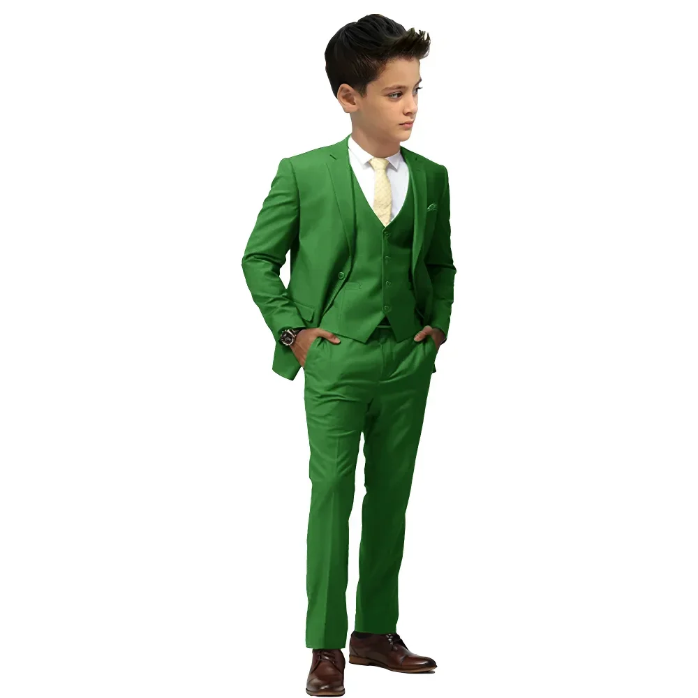 3 Pieces Boy's Suits Kids Suits Boys Wedding Tuxedo Formal Clothes Child Blazer Jacket Vest Pants Set 2-16 Custom Sizes