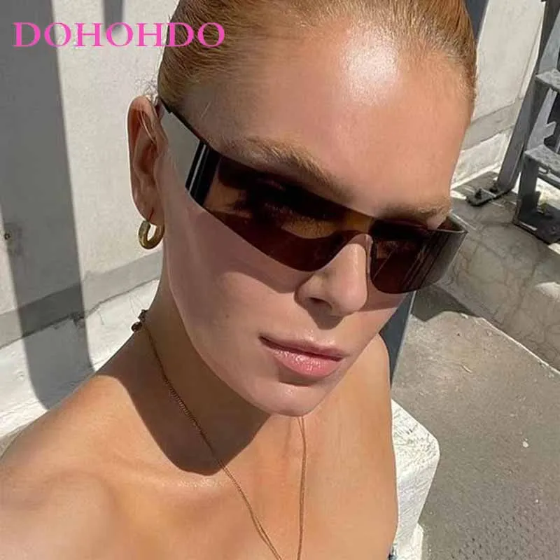 

Trends Y2K Sunglasses Women Men Fashion Punk Frameless Sun Glasses Luxury Brand Designer One Piece Outdoors Sports Goggle UV400