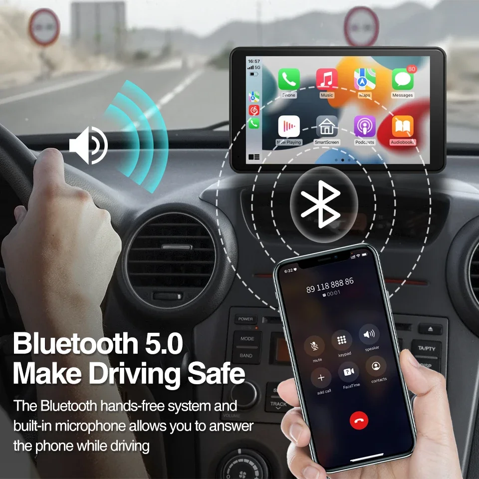 7Inch Universal Multimedia Player CarPlay Android Auto Monitor Bluetooth AUX FM Transmit Car Radio Video Player IPS Touch Screen