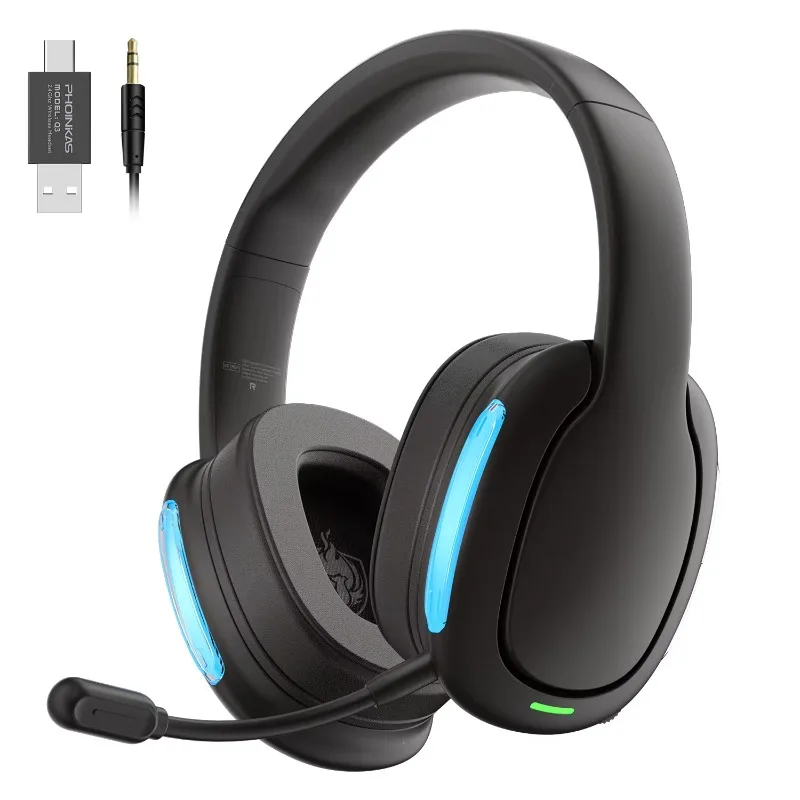 PHOINIKAS Q3 Wireless Gaming Headset Earphones Over Ear Wireless 2.4G USB Gamer Headphones with mic Wired Stereo PS4 PS5 Headset