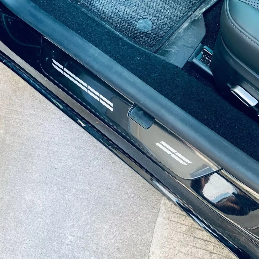 

For Tesla Model 3 Stainless Steel Door Sill Scuff Plate Trim Pedal Accessories Car Threshold Protector Stickers 2023 2024