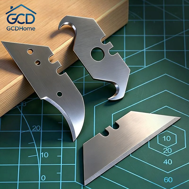10Pcs Steel Utility Knife Replacement Blades Wear Resistant Durable for Carpet Leather Fabric Cutting Jobs
