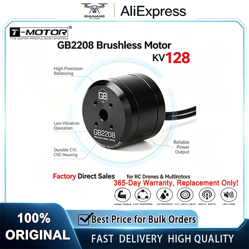T-MOTOR GB2208 KV128 3-4S Low Cogging Torque Brushless Gimbal Motor for UAV Drone Aerial Photography