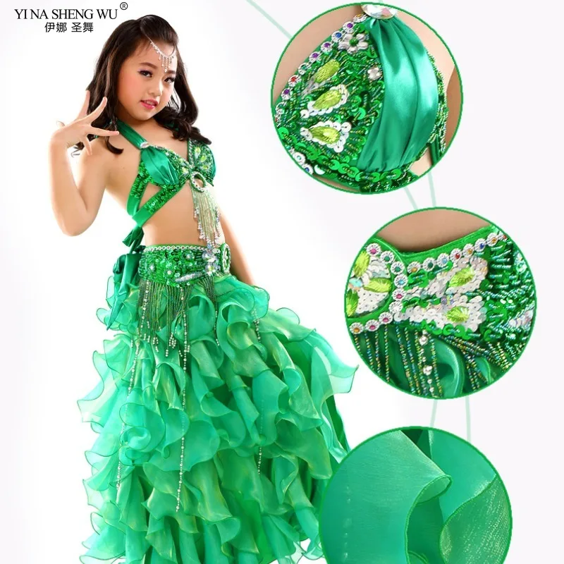 New Children's Belly Dance Performance Costume Suit Children's Day Performance Dance Costume One Size Girl Split Skirt