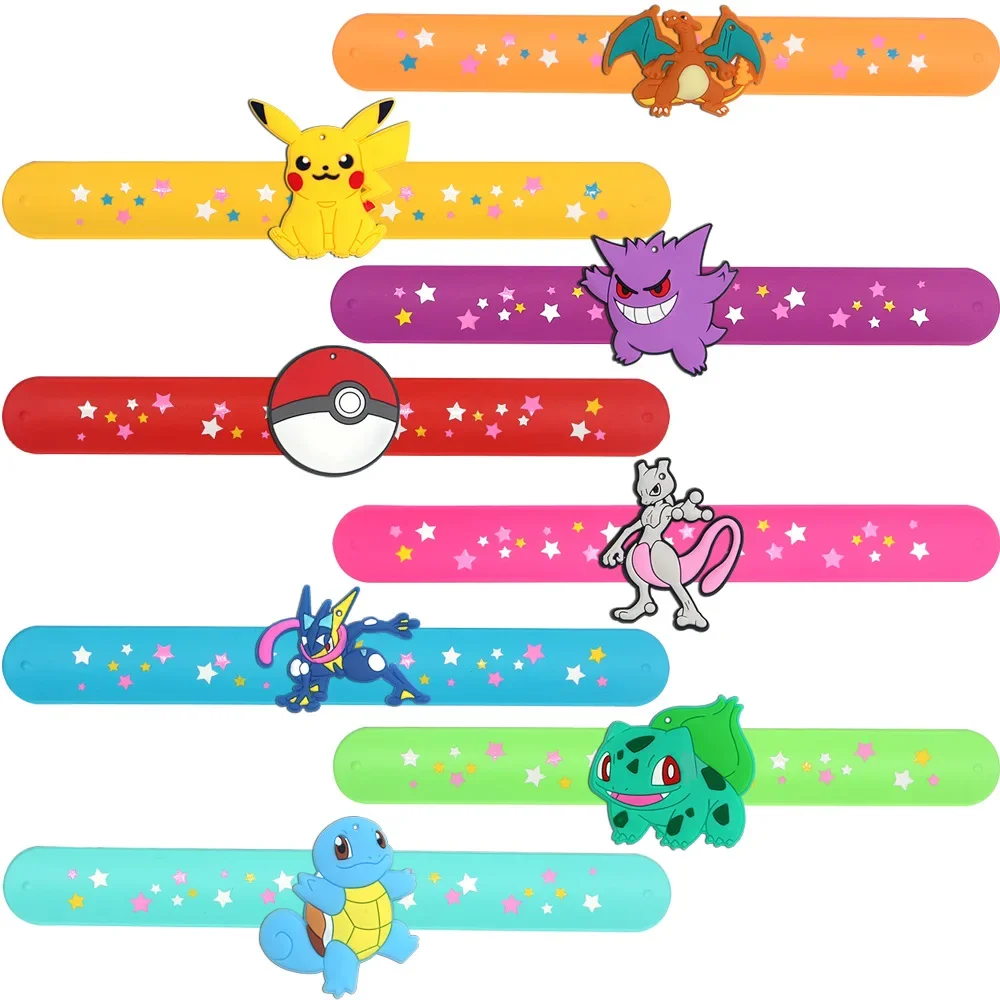 Pokemon Cute Pikachu Silicone Bracelet Wristbands Anime Doll Characters Children Pat Circle Educational Toys Birthday Gifts