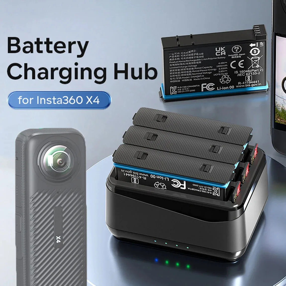 Original Insta360 X4 2290mAh Battery .Amagisn Battery Charging For Insta360 x4 3 Slots Battery Charger Hub Camera Accessories