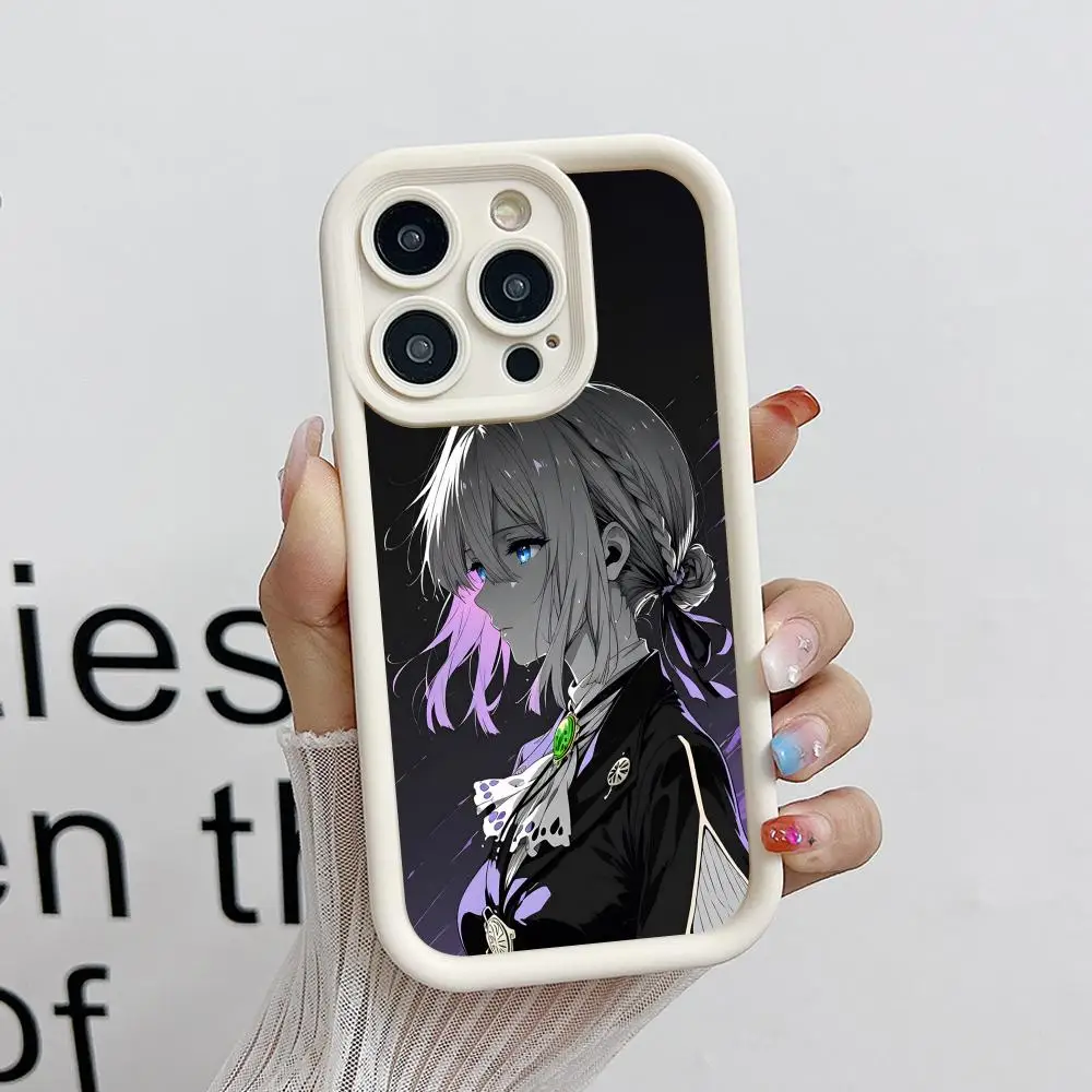

Violet Evergarden Phone Case for iPhone 17 16 15 14 13 12 11 Air Pro Max Plus White Soft TPU Shockproof Cover