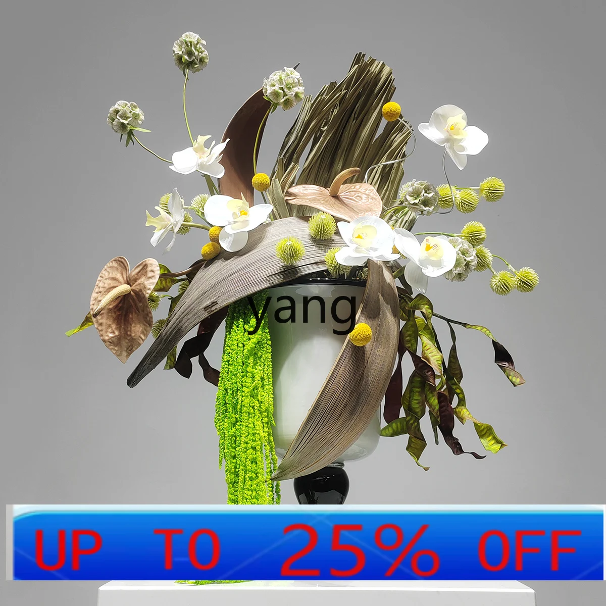 

Lhh European light luxury simulation flower glass geometric flower art model room restaurant soft decoration ornament