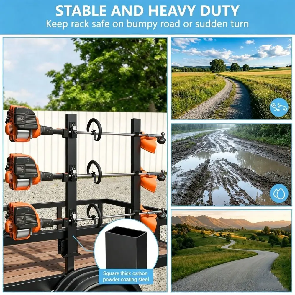 Heavy Duty Lawn Mower Storage Bracket Thickened Solid Steel Adjustable Lock Clips Trimmer Holder Stable Load-Bearing Metal