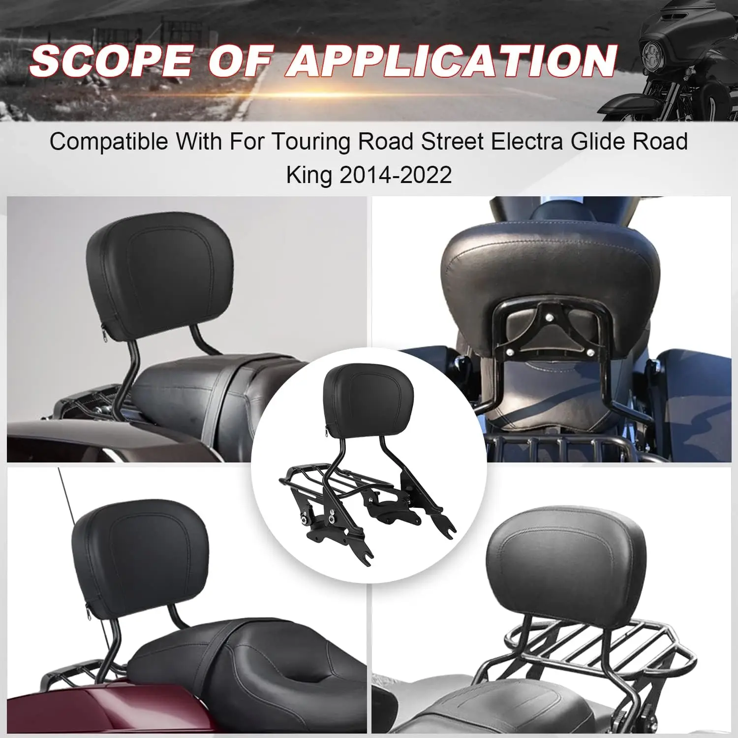 For Harley Davidson 2014 -2025 Road King Street Glide Ultra Electra Limited CVO Passenger Rear Sissy Bar Backrest Luggage Rack