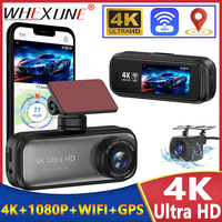 WHEXUNE Dash Cam UHD 4K for Car Camera Night Vision With GPS WiFi 24h Parking Loop Record 4K Front and 1080P Rear Dual Lens