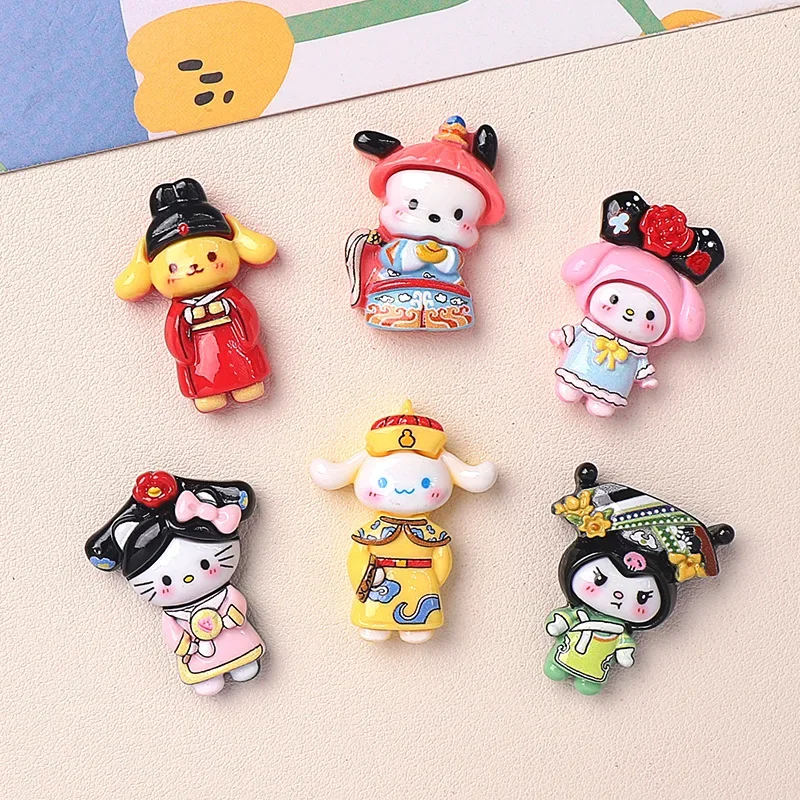 5pcs Cute Court Sanrio Series Cartoon Resin Flatback Charms for Diy Resin Crafts Materials Scrapbooking Embellisdment