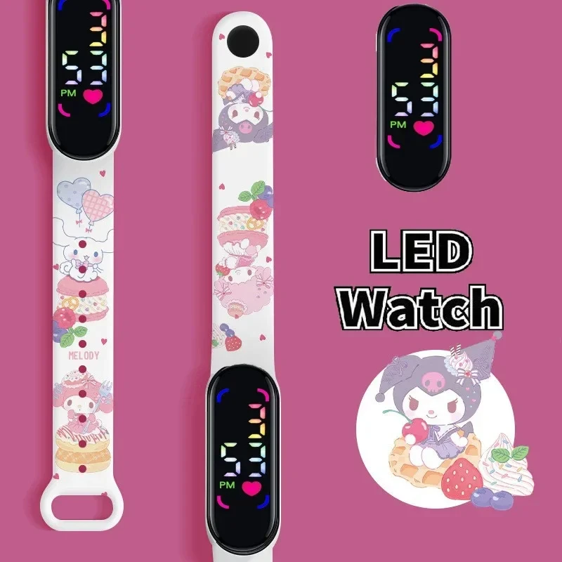 Sanrio Kuromi children\'s  Cartoon Anime Character Luminous Bracelet Watch LED Touch Waterproof Sports kids gifts watch