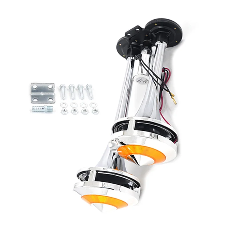 

Air Source Universal 12V 24V Electronic Control Double-Tube Lampshade Truck Double-Tone Air Horn Wistle