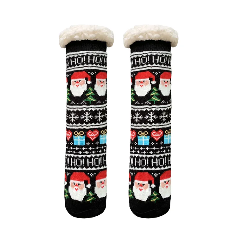 Womens Fuzzy Sock sheep Christmas Soft Female Home Indoor winter Warm Plush Bedroom Silicone Non-slip Grip Thermal Slipper Socks