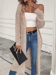 Fashionable and elegant solid color cardigan sweater with hollowed out knitwear loose top women's clothing