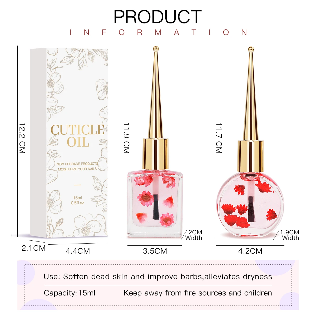 アイドルカラー-天然のオーガニックキューティクルオイル,本物の花,ネイルケア,ビタミン,15ml