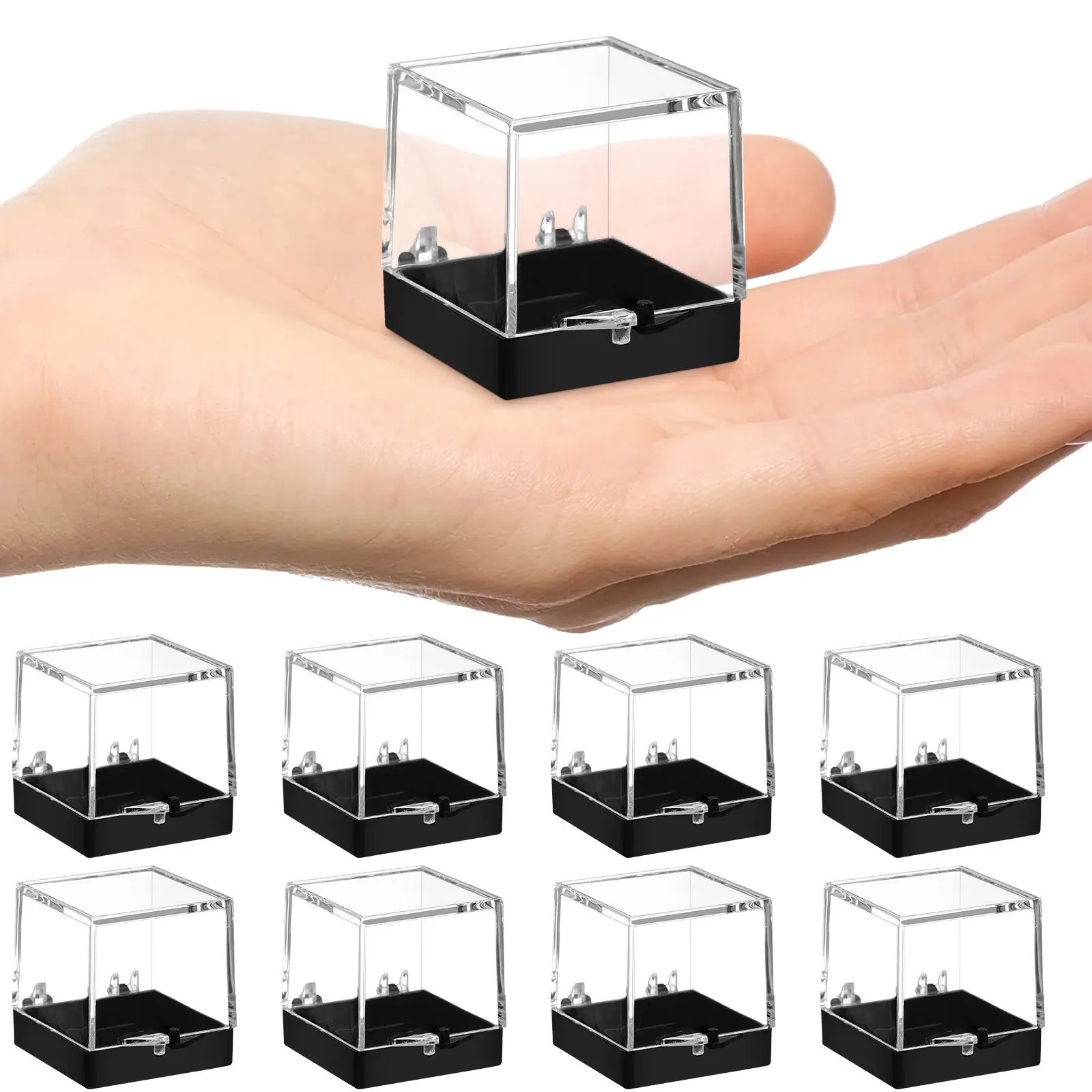 

12pcs Clear Plastic Mineral Specimen Storage Box Square Display Case for Rock Sample Jewelry Coin Collection Practical Container
