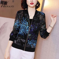 Oversize 5xl Thin Chiffon Jacket Women Spring Summer Sun Protection Outerwear Mother Printed Short Baseball Chaqueta Casual Tops