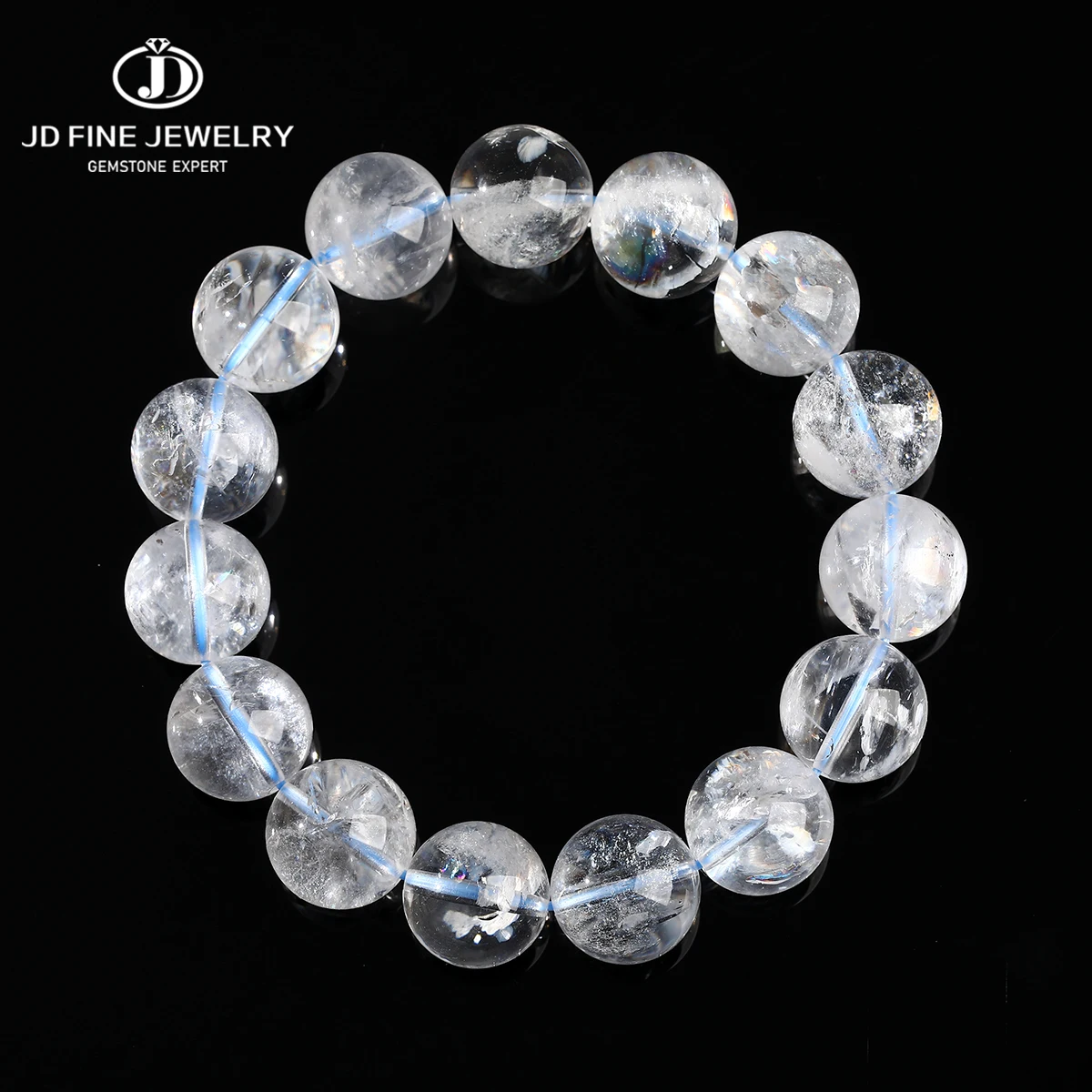 

JD Natural Stone Lemurian Quartz Bead Bracelets Women Men Single Circle Stretch Minimalist Energy Healing Jewelry Bracelets Gift